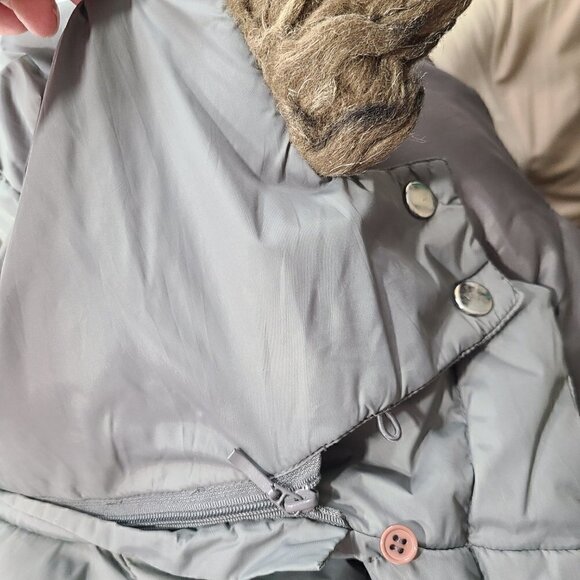 Nine West Army Olive Green Puffer Fur Detachable Hood Down Feather Parka Jacket - Picture 6 of 10